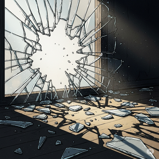 割れたガラスのイラスト